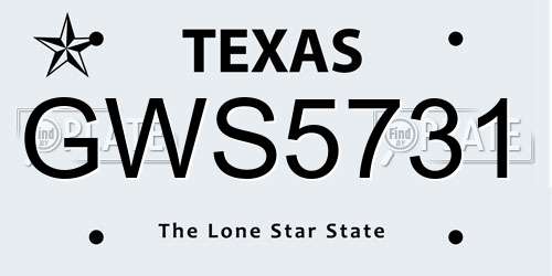 GWS5731 Texas License Plate
