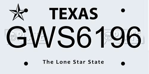 GWS6196 Texas License Plate