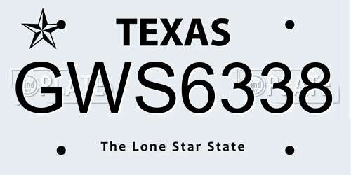 GWS6338 Texas License Plate