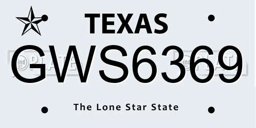 GWS6369 Texas License Plate
