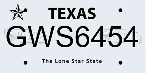GWS6454 Texas License Plate