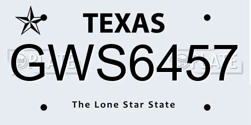 GWS6457 Texas License Plate