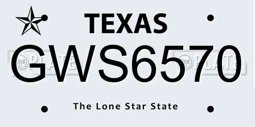GWS6570 Texas License Plate