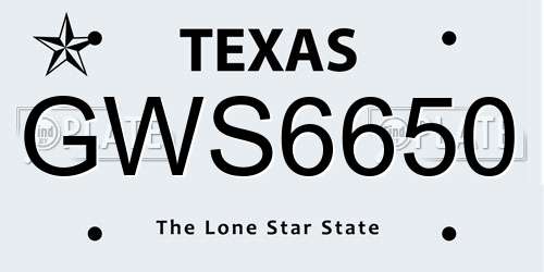 GWS6650 Texas License Plate