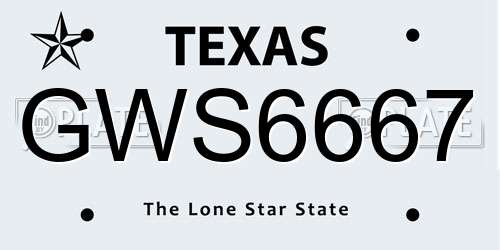 GWS6667 Texas License Plate