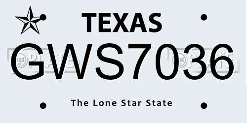 GWS7036 Texas License Plate