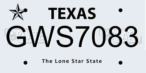 GWS7083 Texas License Plate