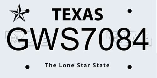 GWS7084 Texas License Plate