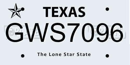 GWS7096 Texas License Plate