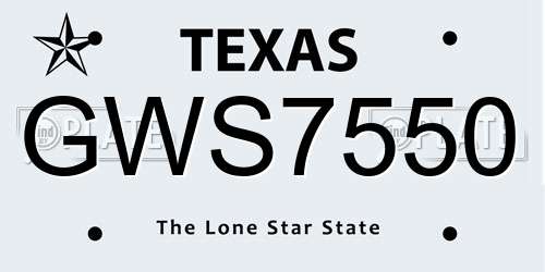 GWS7550 Texas License Plate