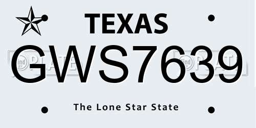 GWS7639 Texas License Plate