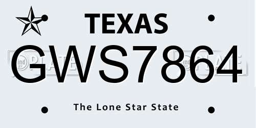 GWS7864 Texas License Plate