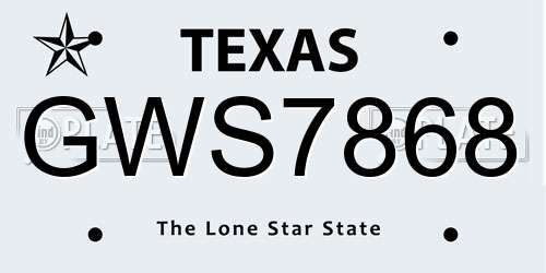 GWS7868 Texas License Plate