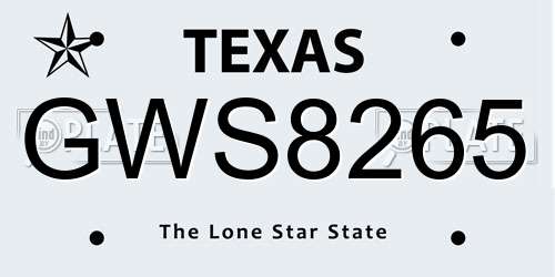 GWS8265 Texas License Plate