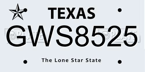 GWS8525 Texas License Plate