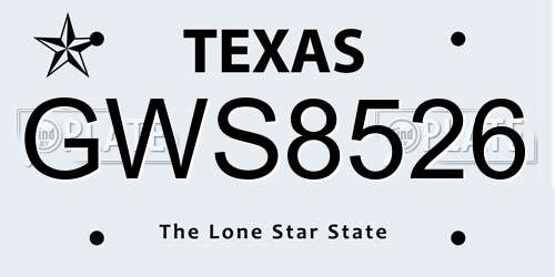 GWS8526 Texas License Plate