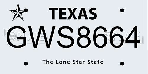 GWS8664 Texas License Plate
