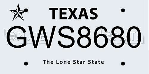 GWS8680 Texas License Plate