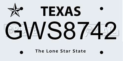 GWS8742 Texas License Plate