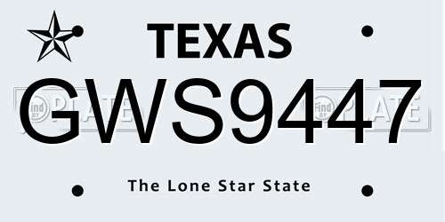 GWS9447 Texas License Plate