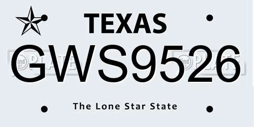 GWS9526 Texas License Plate