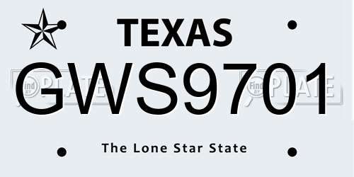 GWS9701 Texas License Plate