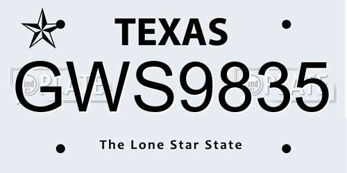 GWS9835 Texas License Plate