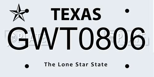 GWT0806 Texas License Plate