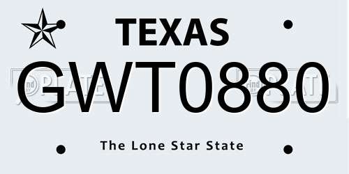 GWT0880 Texas License Plate