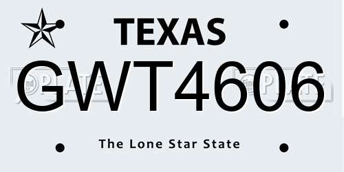 GWT4606 Texas License Plate