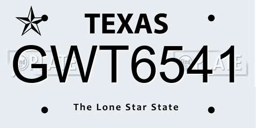 GWT6541 Texas License Plate