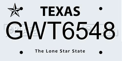 GWT6548 Texas License Plate
