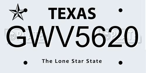 GWV5620 Texas License Plate