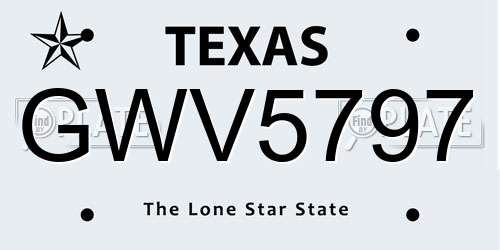 GWV5797 Texas License Plate