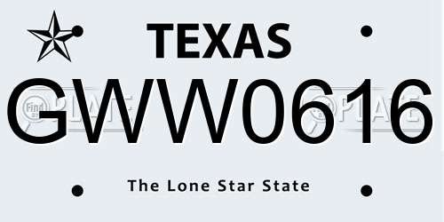 GWW0616 Texas License Plate