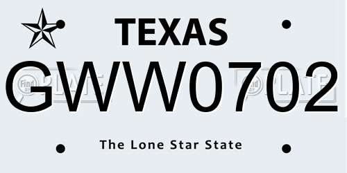 GWW0702 Texas License Plate