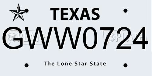 GWW0724 Texas License Plate