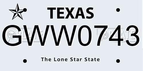 GWW0743 Texas License Plate