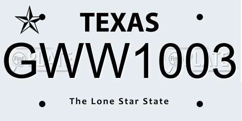 GWW1003 Texas License Plate
