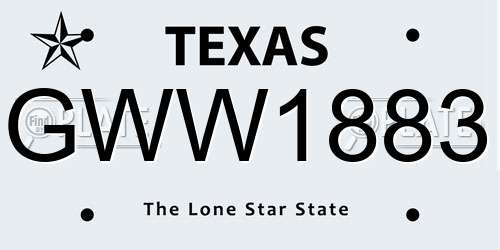 GWW1883 Texas License Plate