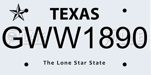 GWW1890 Texas License Plate