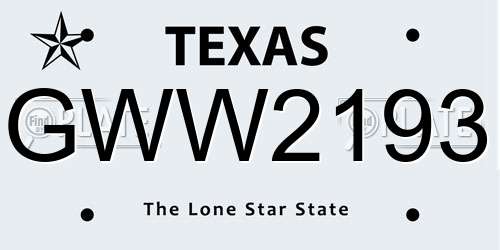 GWW2193 Texas License Plate