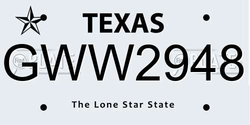 GWW2948 Texas License Plate