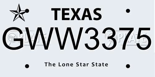 GWW3375 Texas License Plate