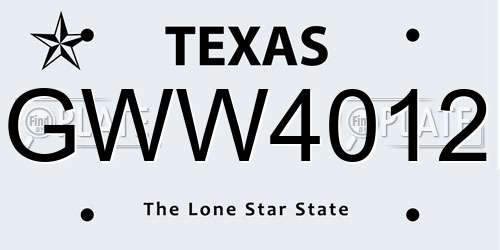GWW4012 Texas License Plate