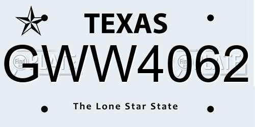 GWW4062 Texas License Plate