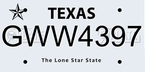 GWW4397 Texas License Plate