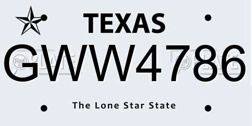 GWW4786 Texas License Plate