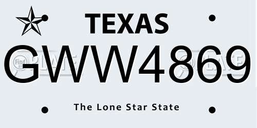 GWW4869 Texas License Plate