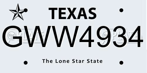 GWW4934 Texas License Plate